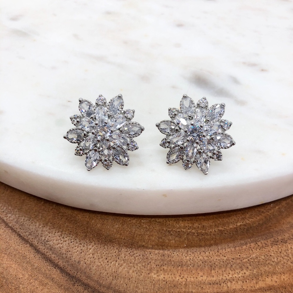 Cubic Zirconia Formal Silver Earrings - Picture 2 of 8